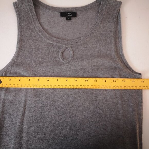 Chic by Jacob Ladies Size Small Grey Sleeveless Lightweight Sweater - Picture 7 of 8